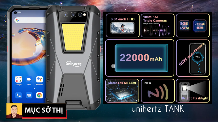 Mục sở thị cấu hình thông số kỹ thuật smartphone Tank bền bỉ siêu pin của Unihertz - 09175.09195