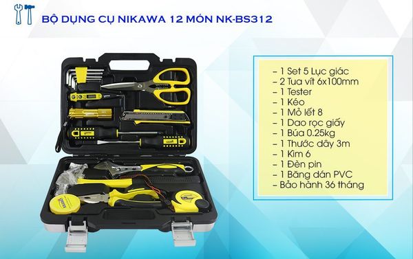 chi tiết bộ dụng cụ 12 món tools nikawa