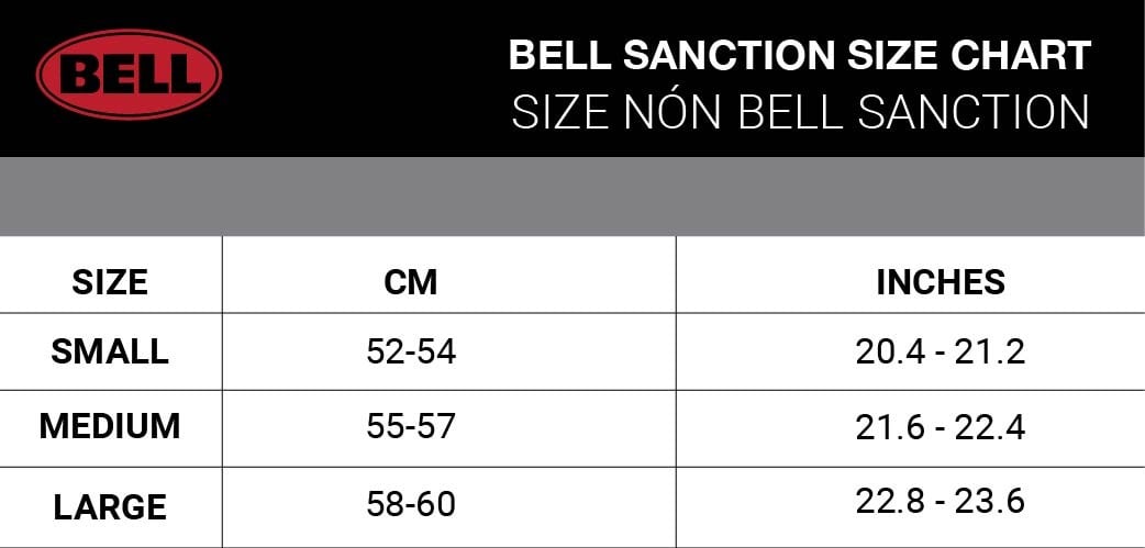 bell super air r size chart