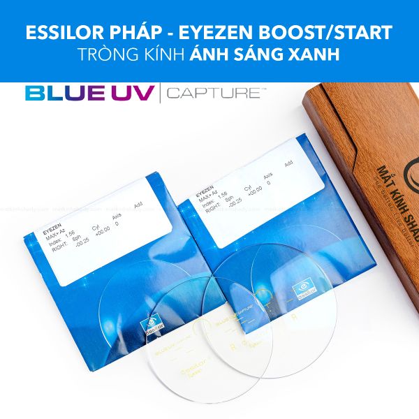 Tròng Kính Chống Ánh Sáng Xanh Blue Uv Eyezen Start/ Eyezen Boost Váng Prevencia/Rock/Sapphire Essilor