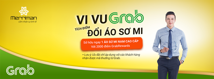 VIVU GRAB TÍCH ĐIỂM ĐỔI ÁO SƠ MI MERRIMAN