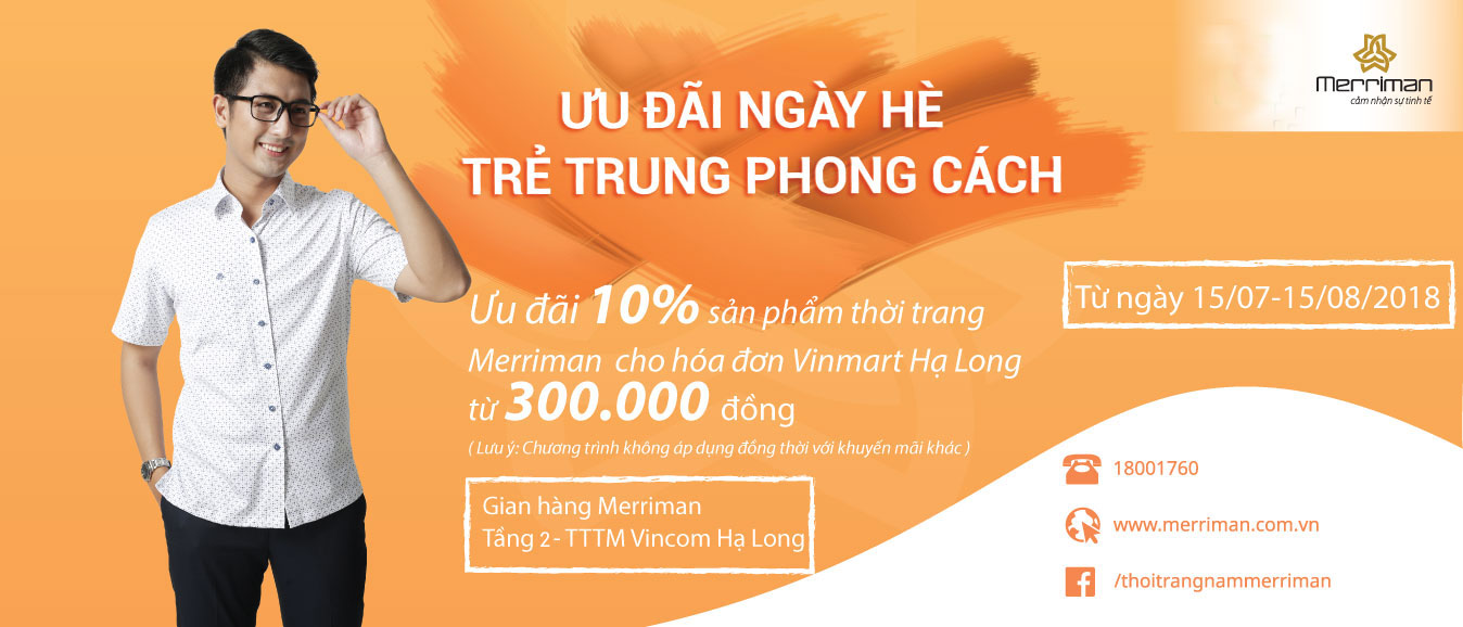 Ưu đãi 10% từ thời trang Merriman tại Vincom Hạ Long