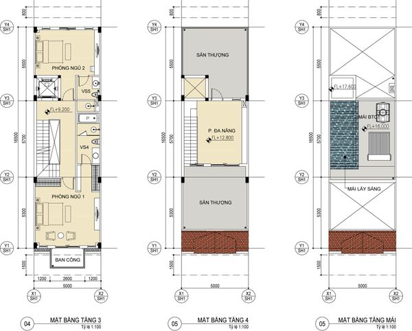 Mặt bằng tầng 3,4 khu nhà phố thương mại