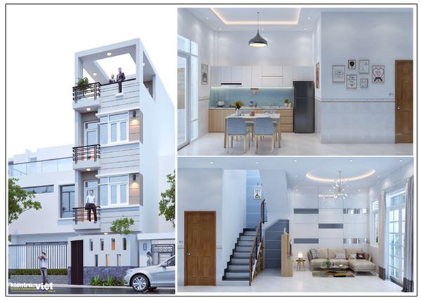 Thiết kế nhà phố 4m 4 tầng thóp hậu