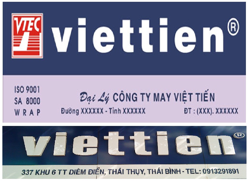Mẫu bảng hiệu Việt Tiến thật