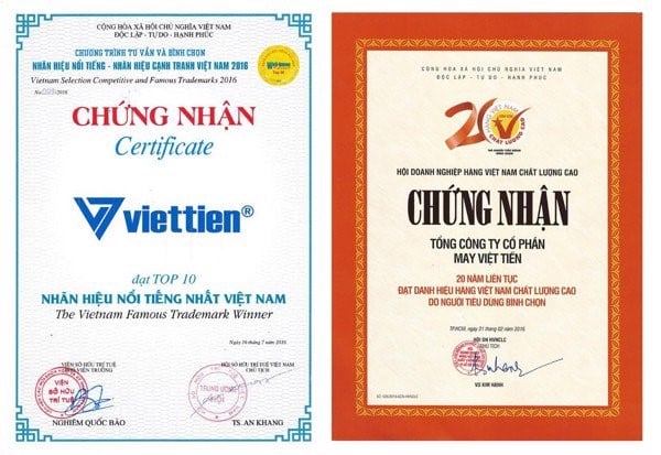 Việt Tiến: Top 10 nhãn hiệu nổi tiếng nhất Việt Nam.