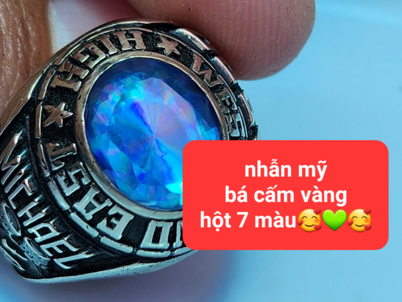 nhẫn mỹ xưa hợp kim bá cấm vàng hột 7 màu