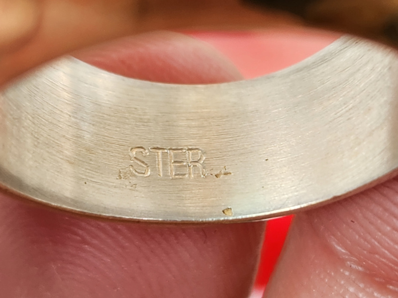 nhẫn mỹ xưa bạc sterling logo vàng 10k