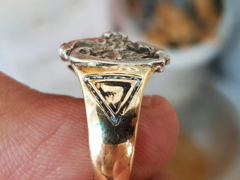 nhẫn mỹ xưa hội tam điểm Masonic vàng 14k