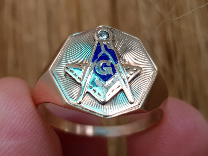 nhẫn mỹ xưa vàng 10k masonic freemason
