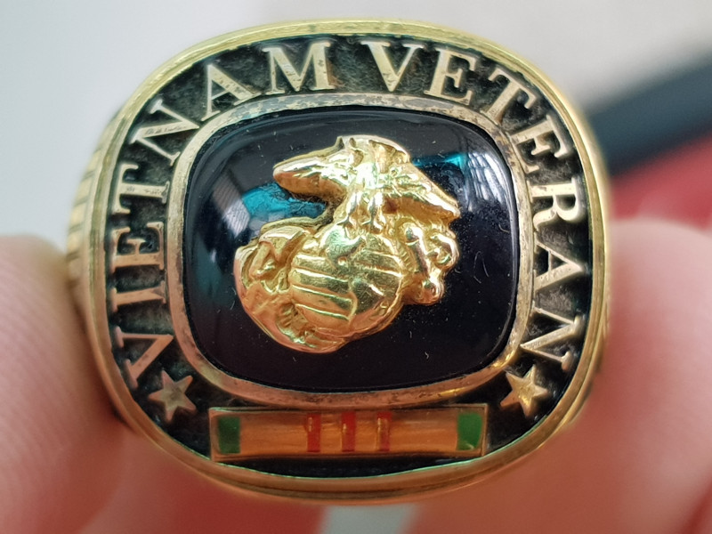 nhẫn mỹ xưa veteran VietNam bạc xi vàng