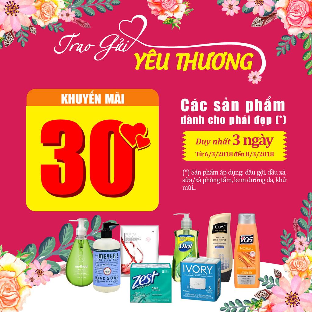 TRAO GỬI YÊU THƯƠNG - KHUYẾN MÃI LÊN ĐẾN 30% SẢN PHẨM CHĂM SÓC SẮC ĐẸP TỪ MỸ TRAO GỬI YÊU THƯƠNG - KHUYẾN MÃI LÊN ĐẾN 30% SẢN PHẨM CHĂM SÓC SẮC ĐẸP TỪ MỸ