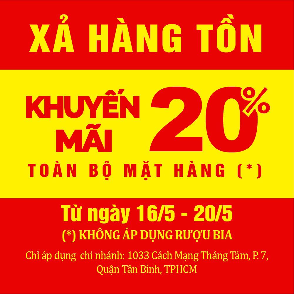 US.MART CMT8 - XẢ HÀNG TỒN - KHUYẾN MÃI LÊN ĐẾN 20% US.MART CMT8 - XẢ HÀNG TỒN - KHUYẾN MÃI LÊN ĐẾN 20%