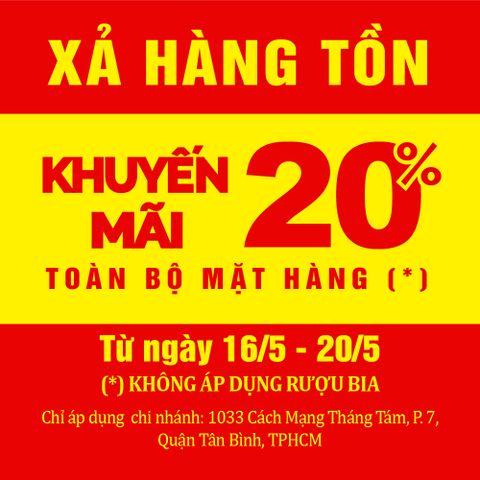 US.MART CMT8 - XẢ HÀNG TỒN - KHUYẾN MÃI LÊN ĐẾN 20% US.MART CMT8 - XẢ HÀNG TỒN - KHUYẾN MÃI LÊN ĐẾN 20%
