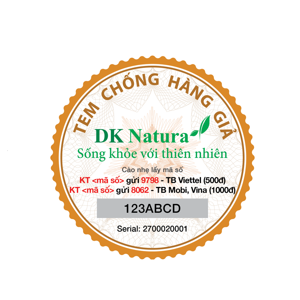 TEM CHỐNG HÀNG GIẢ, HÀNG NHÁI, HÀNG KÉM CHẤT LƯỢNG CỦA SẢN PHẨM DKNATURA