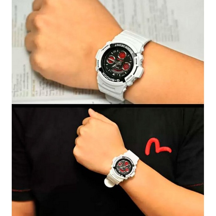 [GIỚI THIỆU] G-Shock Kim số AW-591SC-7A dây trắng, mặt đen, LCD đỏ