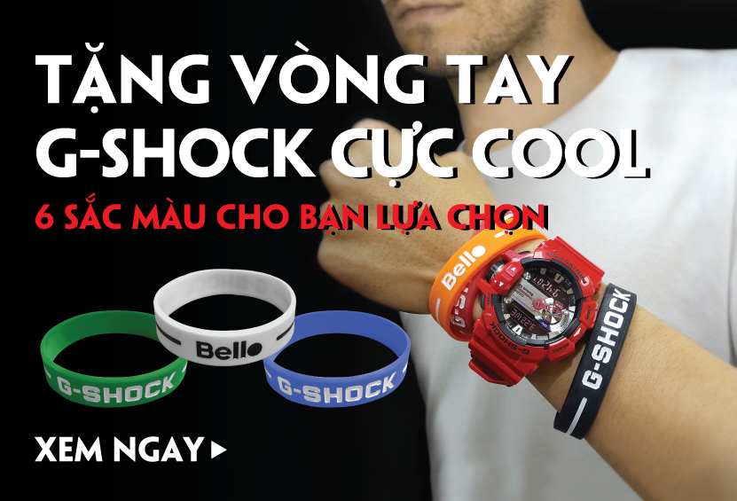 Tặng vòng đeo tay G-Shock cực cool với 6 màu rực rỡ khi mua G-Shock tại Bello Lê Thái Tổ