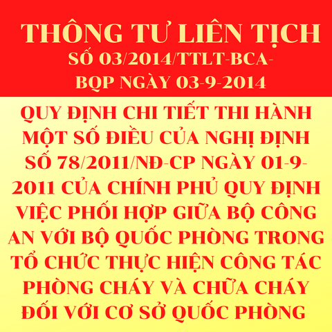 Thông tư liên tịch số 03/2014/TTLT-BCA-BQP NGÀY 03-9-2014