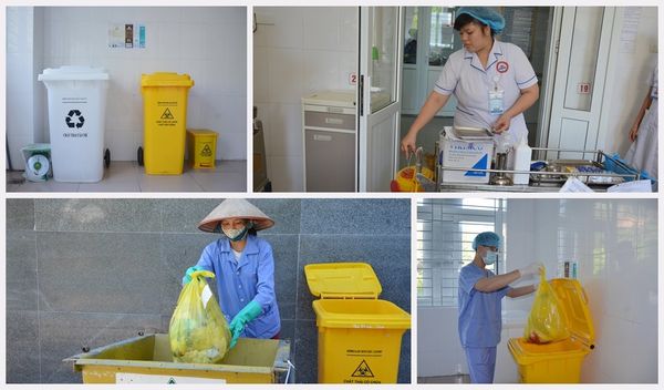 Chất thải y tế lây nhiễm được phân loại tại nguồn bằng các bao, túi, thùng  theo màu sắc quy định