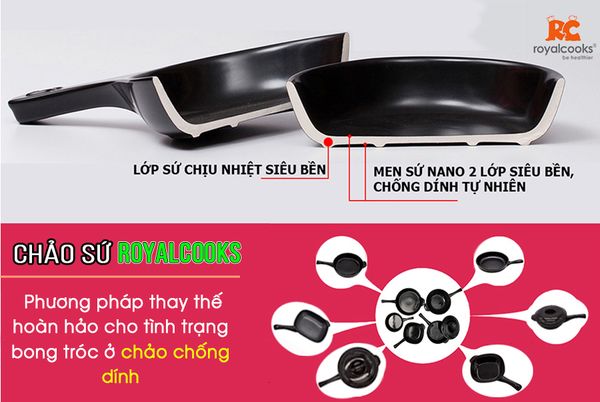 Chảo sứ Royalcooks- phương pháp thay thế hoàn hảo cho tình trạng bong tróc ở chảo chống dính