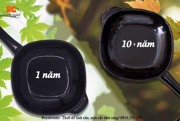 Sự khác biệt giữa chiếc chảo sứ Royalcooks mới mua và sau 1 thập kỷ sử dụng