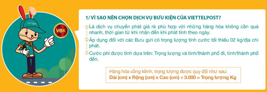 Bảng giá chuyển phát nhanh Viettel Post - Dịch vụ chuyển phát nhanh Bưu kiện (VBK)