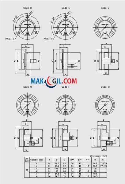 Đồng hồ đo áp suất WISE P258 0-0,6 bar (kPa, MPa)