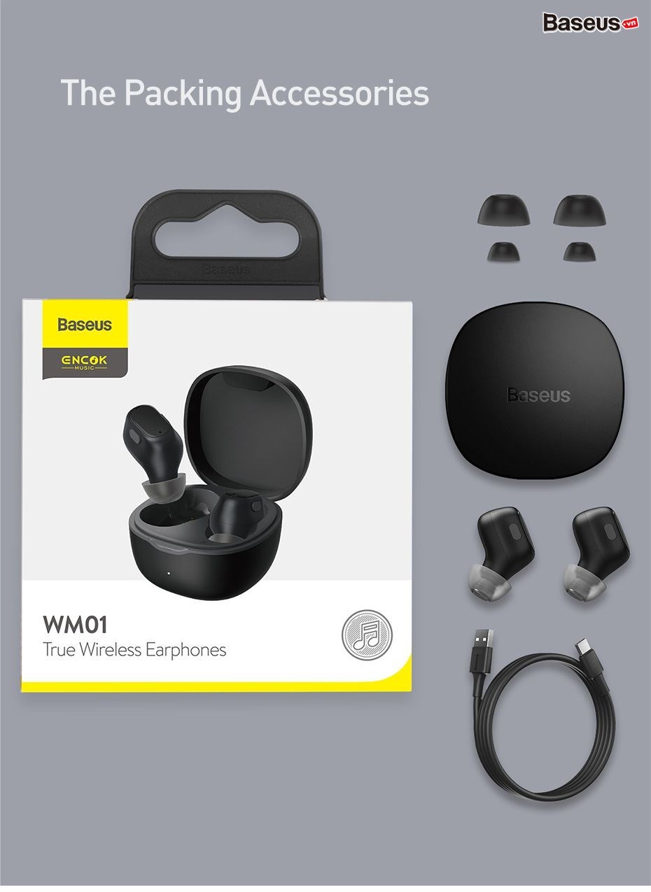 Tai Nghe Bluetooth Baseus Encok True Wireless Earphones WM01 TWS NC