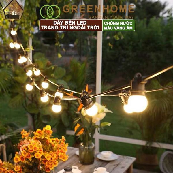 Dây đèn Led trang trí ngoài trời, màu Vàng ấm, chống bụi, chống nước, tiết kiệm điện |Greenhome