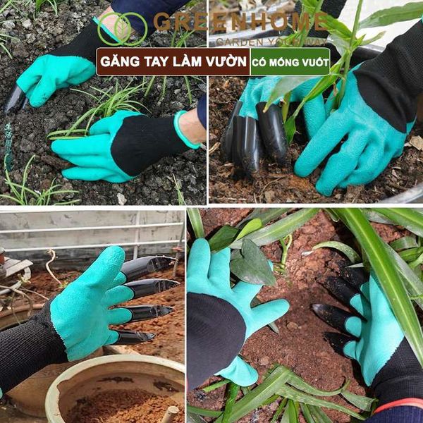 Găng tay làm vườn, có móng vuốt, ,độ bền cao, chống thấm nước, đào, xới đất, dễ vệ sinh, nhiều màu lựa chọn |Greenhome