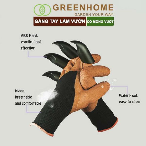 Găng tay làm vườn, có móng vuốt, ,độ bền cao, chống thấm nước, đào, xới đất, dễ vệ sinh, nhiều màu lựa chọn |Greenhome