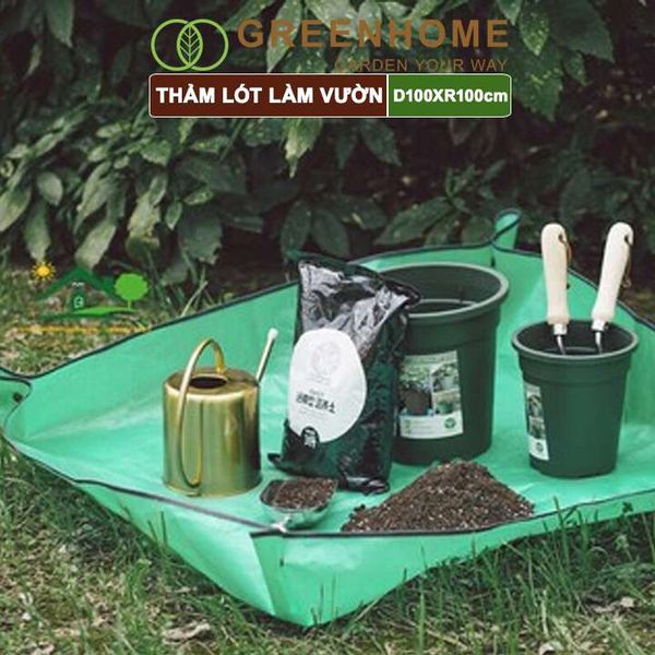 Thảm lót làm vườn, D100xR100cm, chống thấm nước, dễ vệ sinh, trộn đất, trồng cây sạch sẽ, nhiều màu lựa chọn |Greenhome