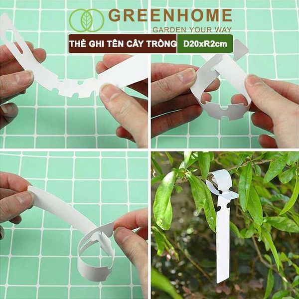 Thẻ ghi tên cây, đánh dấu đồ vật Greenhome, D20xR2cm, chất liệu nhựa PVC, dễ lắp đặt, tái sử dụng