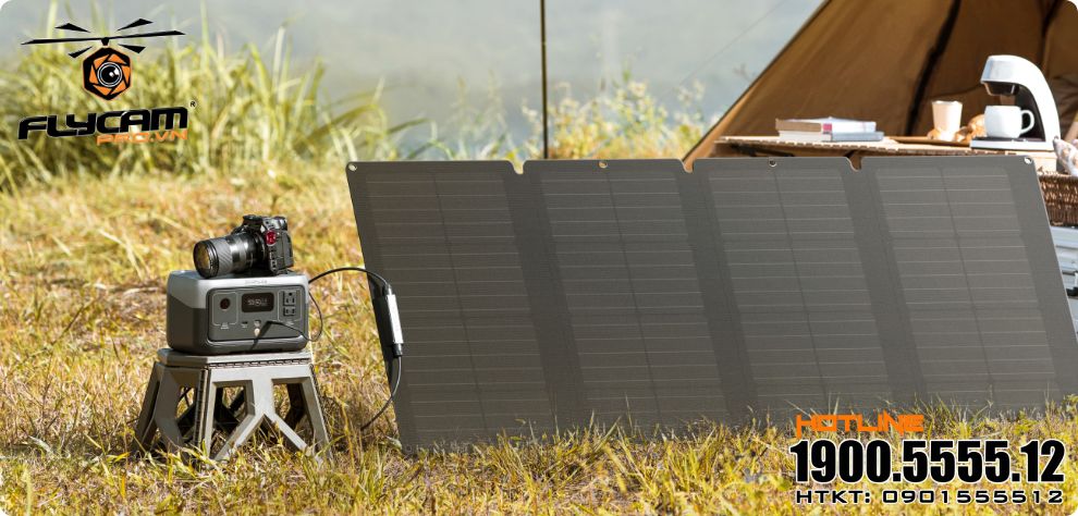 Sạc EcoFlow River 2 bằng tấm pin năng lượng mặt trời