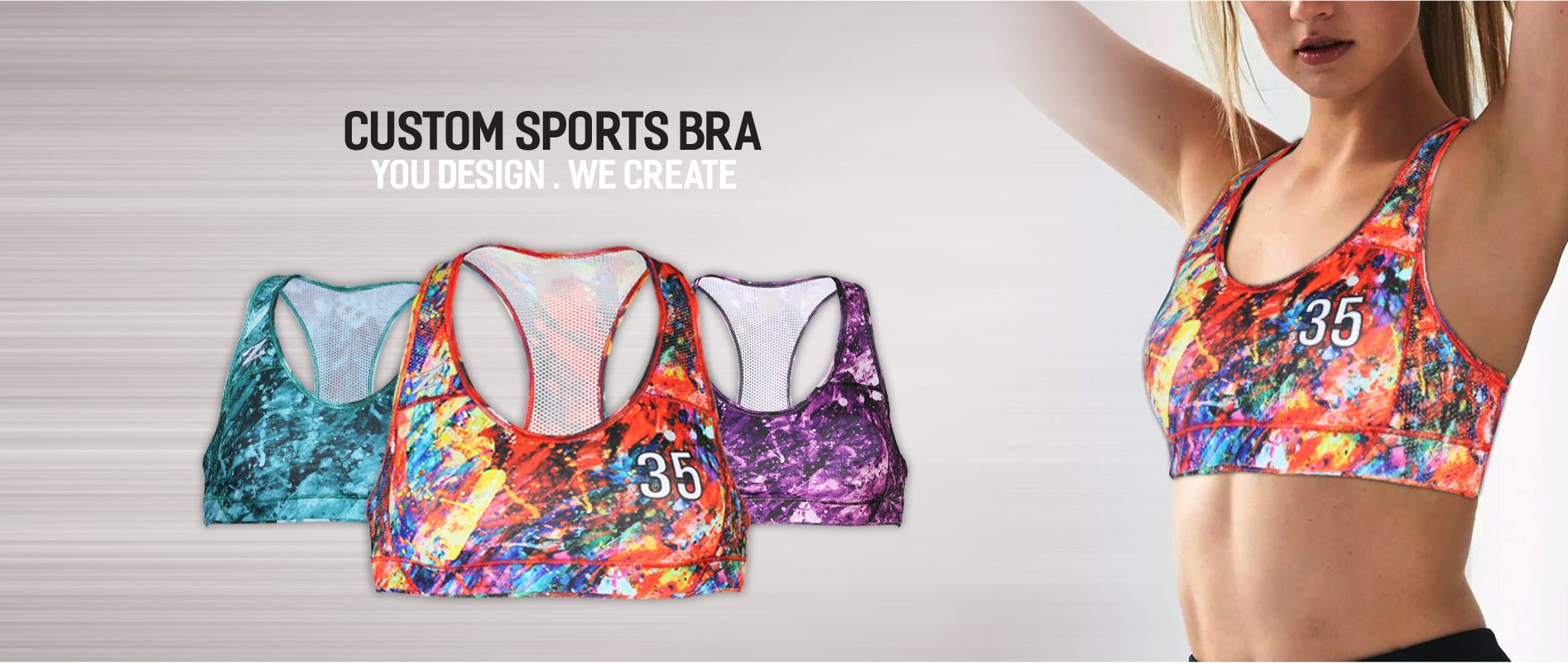 custom elastic band sports bra