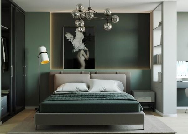 Màu xanh rêu là màu sơn phòng ngủ đẹp mang đến một cảm giác mới lạ