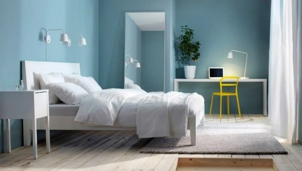 Sơn phòng ngủ màu xám xanh đem lại sự yên bình, tạo cảm giác mát mẻ và thư giãn