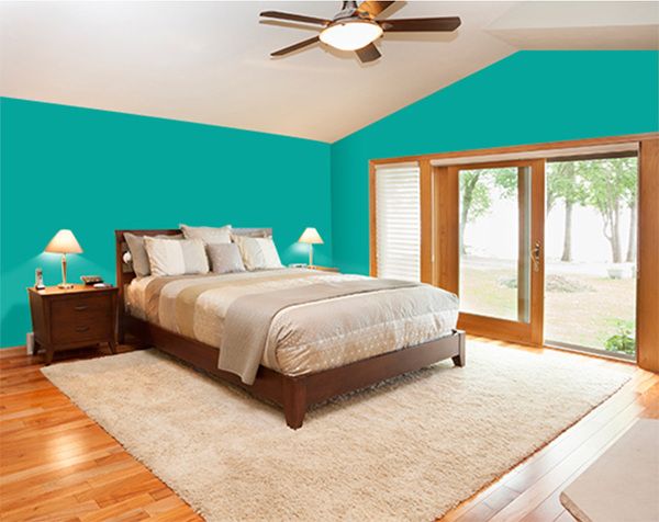 Sơn màu xanh ngọc cho phòng ngủ tạo không gian yên bình và thư thái