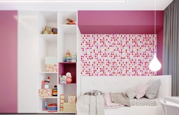 Mẫu phòng ngủ sơn kết hợp màu hồng Fuchsia - trắng