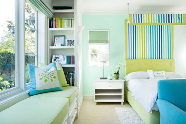 Tối giản đồ nội thất cho phòng ngủ được sơn màu xanh ngọc