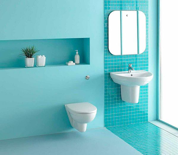Sơn màu xanh ngọc cho phòng tắm trở thành một không gian thư giãn và tươi mới
