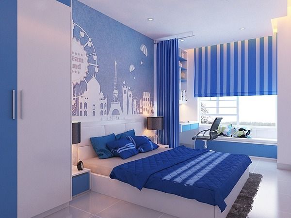 Màu sơn phòng ngủ phù hợp nhất với người mệnh Thủy là xanh dương