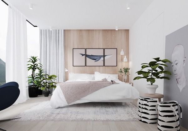 Phòng ngủ có diện tích khiêm tốn, gam màu trắng tinh tế thường là sự lựa chọn hoàn hảo