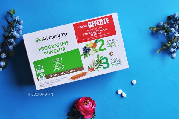 Thải độc giảm cân 3 tác động Arkopharma Arkofluide Programme minceur Triple Act
