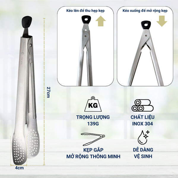 Kẹp Gắp Thức Ăn Đa Năng Inox 304 DandiHome