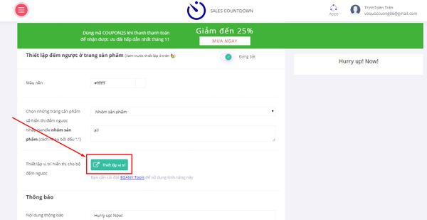 Hướng dẫn sử dụng chức năng Thiết lập vị trí Add-on