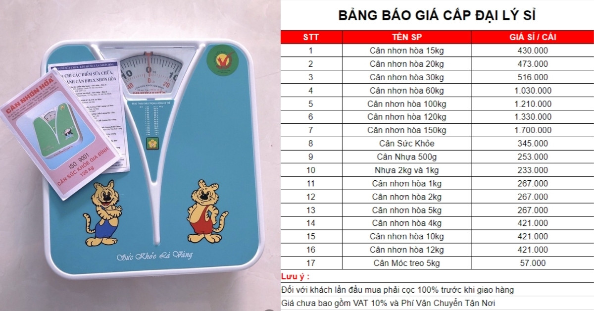 Cập nhập bảng giá cân Nhơn Hòa mới nhất 2024