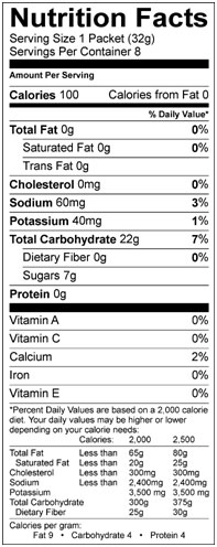 energy gel vanilla bean nutrition facts