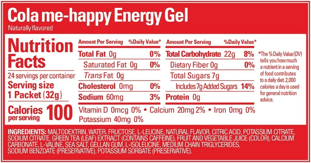 gu energy gels cola facts