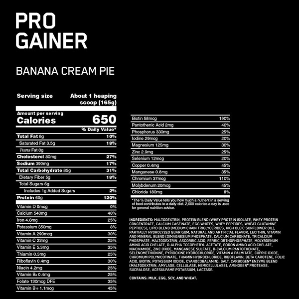 Pro Gainer - Banana Cream Pie Facts